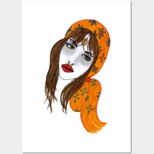 Orange Head Wrap Nose Ring Girl Posters and Art